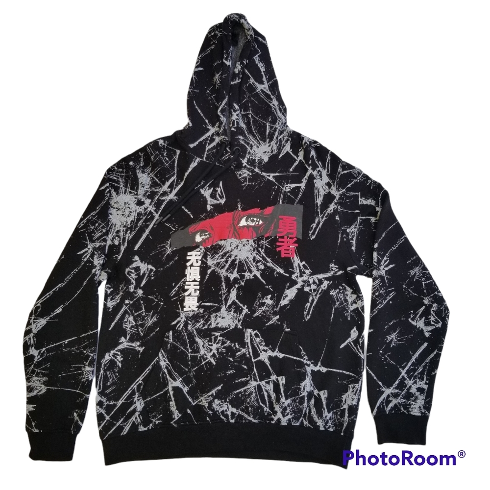 Men's Upstanders All Over Black Hoodie Sweater Size Large